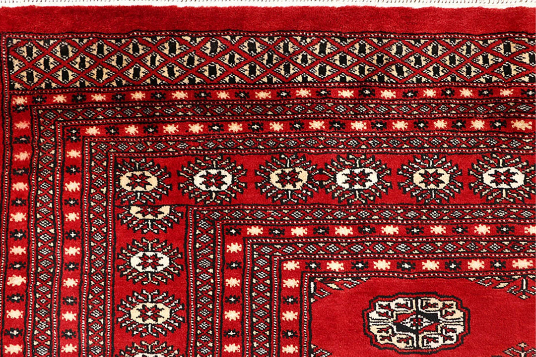 Firebrick Red Pakistani Bokhara Rug 8' 9" x 12' 9" Hand-Knotted | No. QA60232