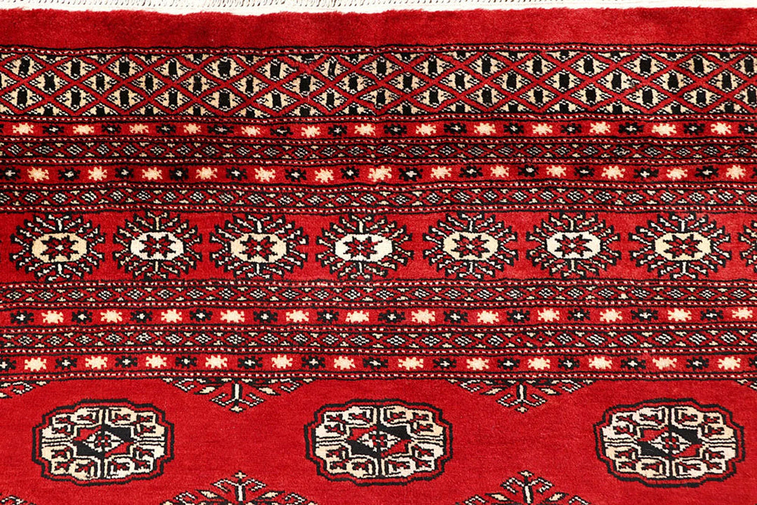 Firebrick Red Pakistani Bokhara Rug 8' 9" x 12' 9" Hand-Knotted | No. QA60232
