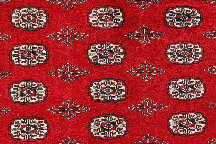 Firebrick Red Pakistani Bokhara Rug 8' 9" x 12' 9" Hand-Knotted | No. QA60232