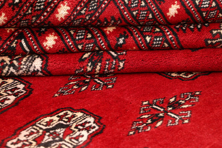 Firebrick Red Pakistani Bokhara Rug 8' 9" x 12' 9" Hand-Knotted | No. QA60232