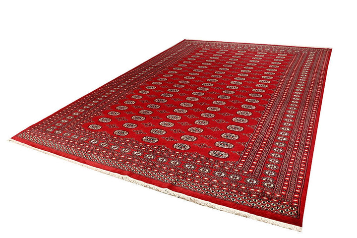 Firebrick Red Pakistani Bokhara Rug 8' 9" x 12' 9" Hand-Knotted | No. QA60232