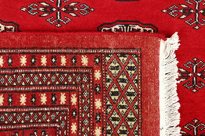 Firebrick Red Pakistani Bokhara Rug 8' 9" x 12' 9" Hand-Knotted | No. QA60232