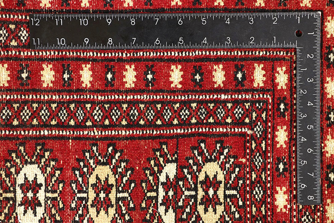 Firebrick Red Pakistani Bokhara Rug 8' 9" x 12' 9" Hand-Knotted | No. QA60232