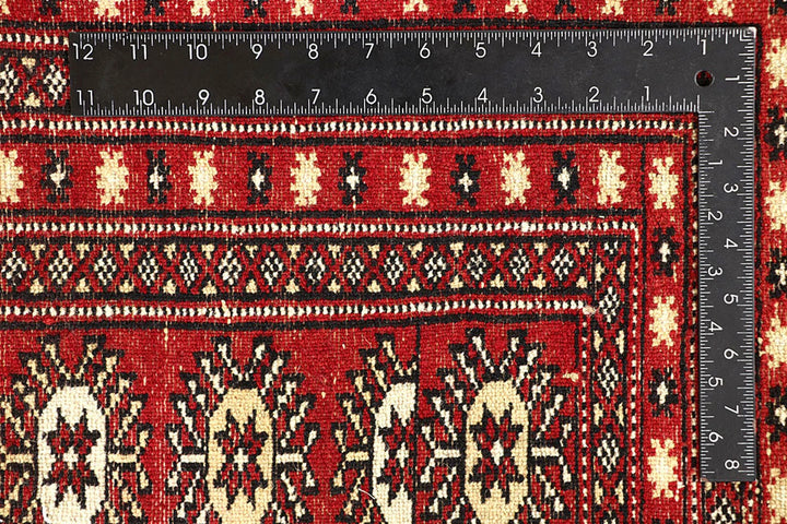Firebrick Red Pakistani Bokhara Rug 8' 9" x 12' 9" Hand-Knotted | No. QA60232