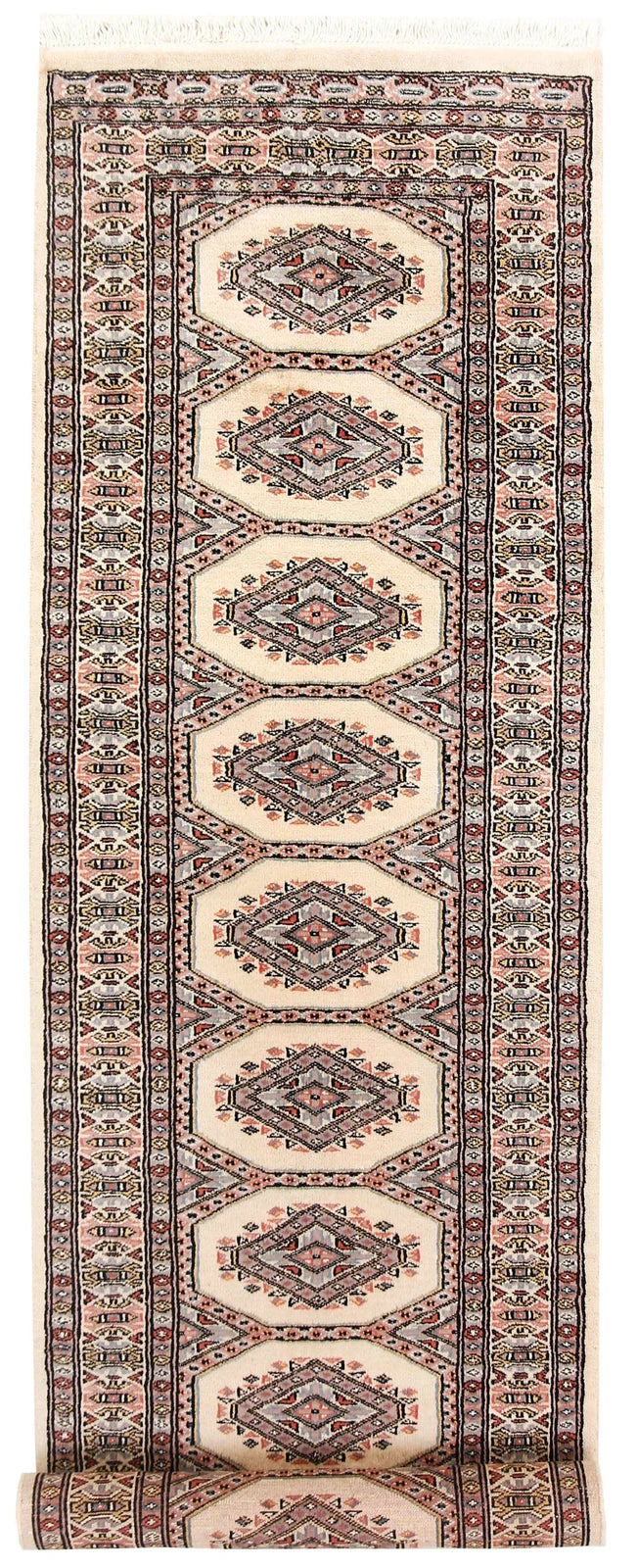 White Pakistani Jaldar Rug 2' 4" x 8' 9" Hand-Knotted | No. QA60240