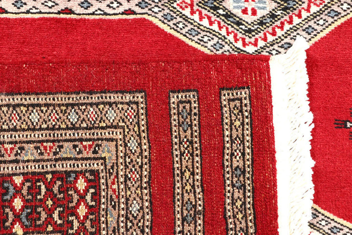 Red Pakistani Jaldar Rug 4' 7" x 6' 10" Hand-Knotted | No. QA60252