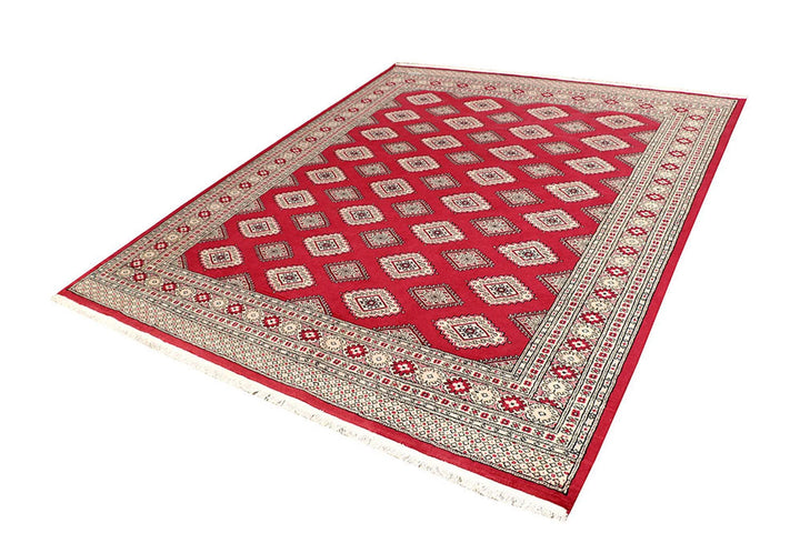 Firebrick Red Pakistani Jaldar Rug 6' 9" x 8' 3" Hand-Knotted | No. QA60306