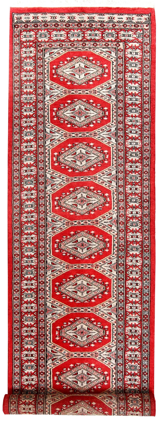 Red Pakistani Jaldar Rug 2' 4" x 8' 11" Hand-Knotted | No. QA60316