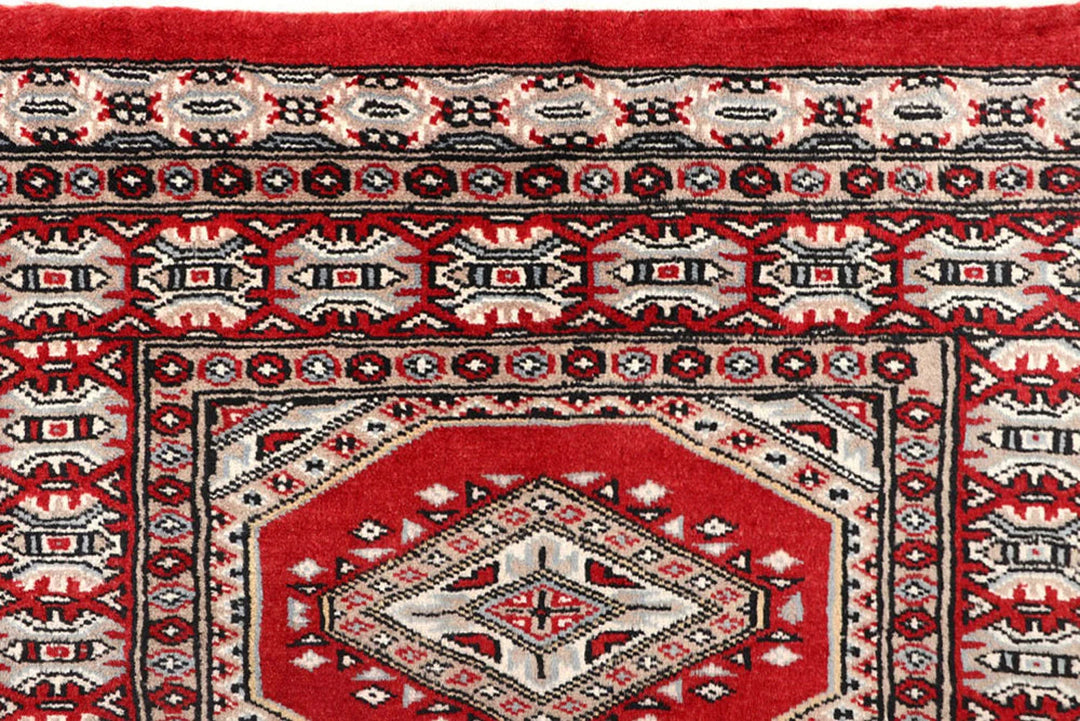 Red Pakistani Jaldar Rug 2' 4" x 8' 11" Hand-Knotted | No. QA60316