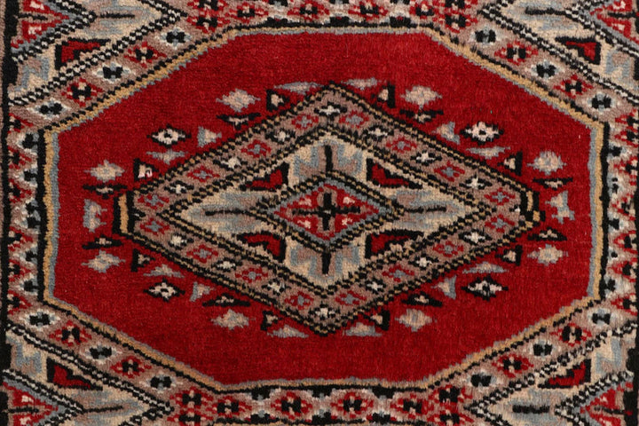 Red Pakistani Jaldar Rug 2' 4" x 8' 11" Hand-Knotted | No. QA60316
