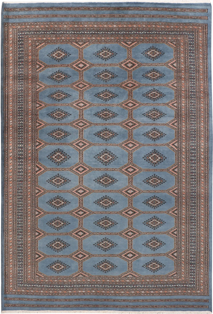 Light Slate Grey Pakistani Jaldar Rug 6' 9" x 10' Hand-Knotted | No. QA60520
