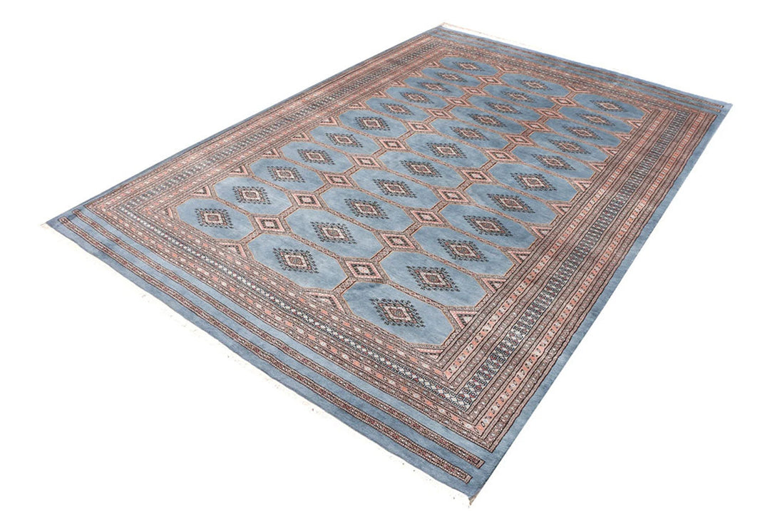 Light Slate Grey Pakistani Jaldar Rug 6' 9" x 10' Hand-Knotted | No. QA60520