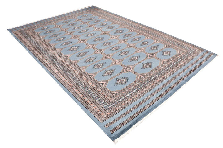 Light Slate Grey Pakistani Jaldar Rug 6' 9" x 10' Hand-Knotted | No. QA60520
