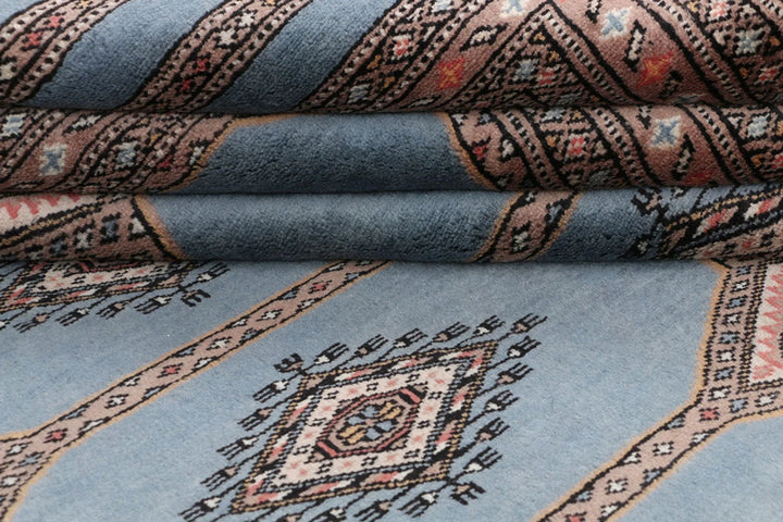 Light Slate Grey Pakistani Jaldar Rug 6' 9" x 10' Hand-Knotted | No. QA60520