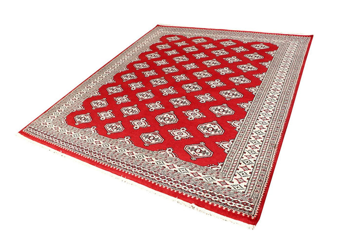 Red Pakistani Jaldar Rug 6' 7" x 7' 11" Hand-Knotted | No. QA60559