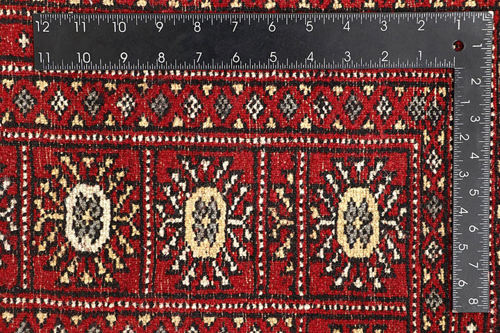 Red Pakistani Bokhara Rug 6' 3" x 8' 10" Hand-Knotted | No. QA60703