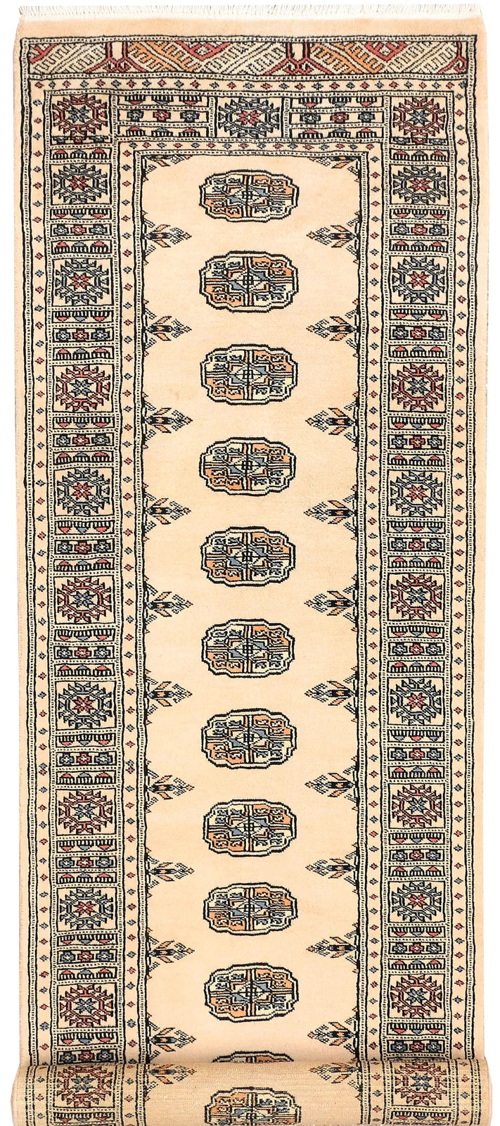 Bisque Pakistani Bokhara Runner 2' 6" x 9' 3" Hand-Knotted | No. QA60917