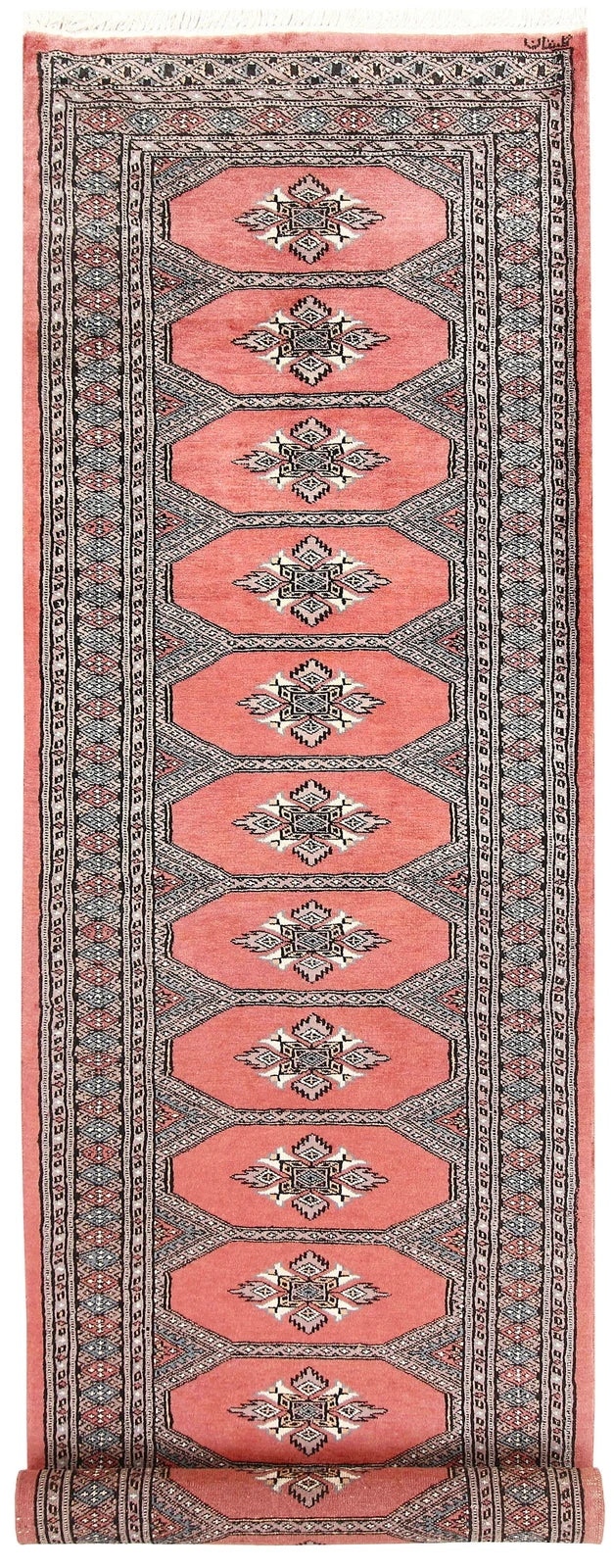 Light Coral Pakistani Jaldar Runner 2' 6" x 8' 10" Hand-Knotted | No. QA60918
