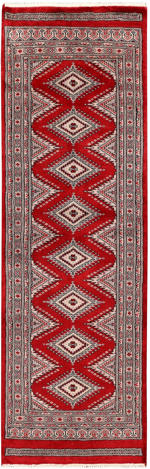 Red Pakistani Jaldar Rug 2' 1" x 6' 1" Hand-Knotted | No. QA60971