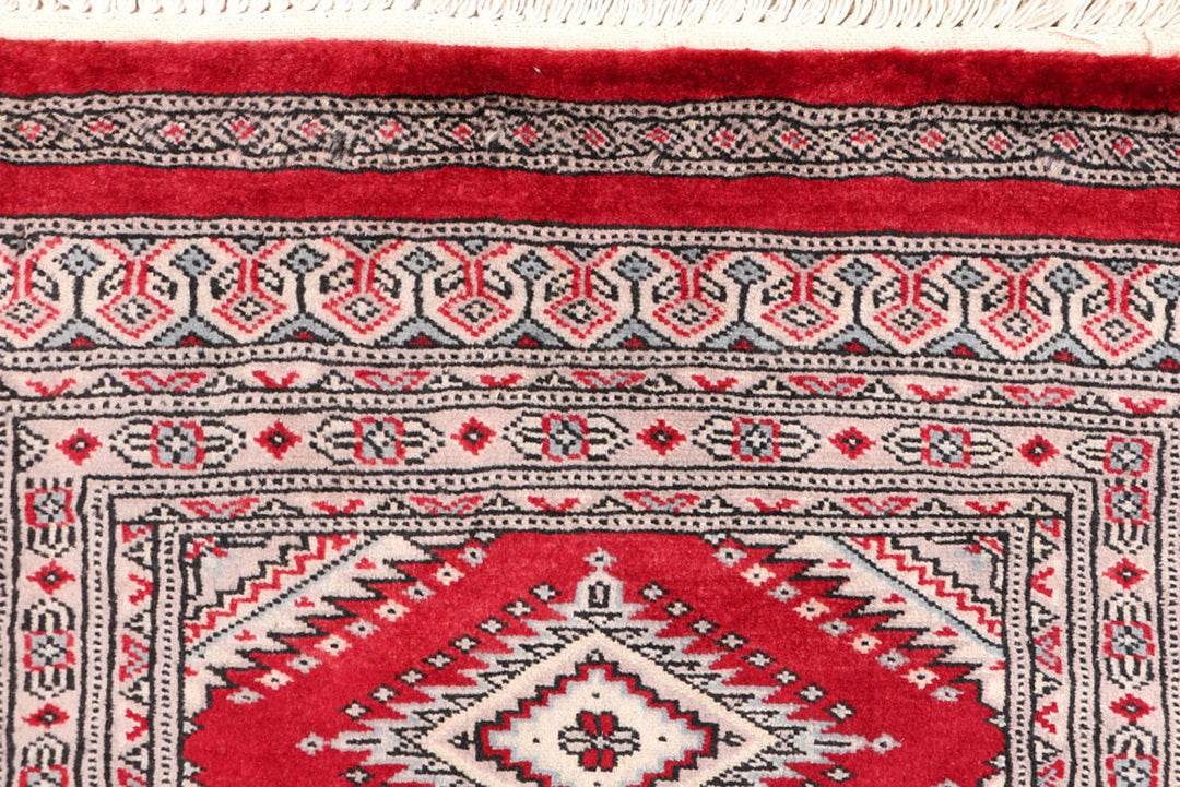 Red Pakistani Jaldar Rug 2' 1" x 6' 1" Hand-Knotted | No. QA60971