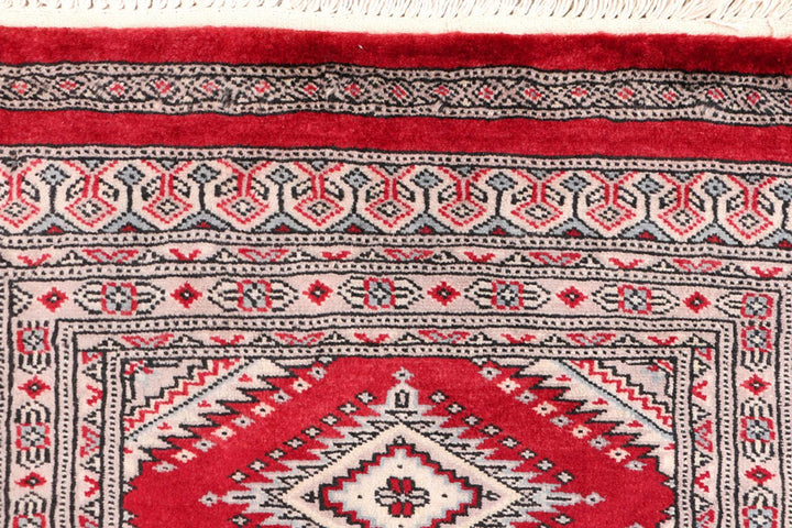 Red Pakistani Jaldar Rug 2' 1" x 6' 1" Hand-Knotted | No. QA60971