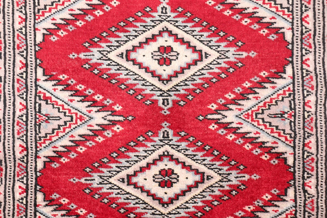 Red Pakistani Jaldar Rug 2' 1" x 6' 1" Hand-Knotted | No. QA60971