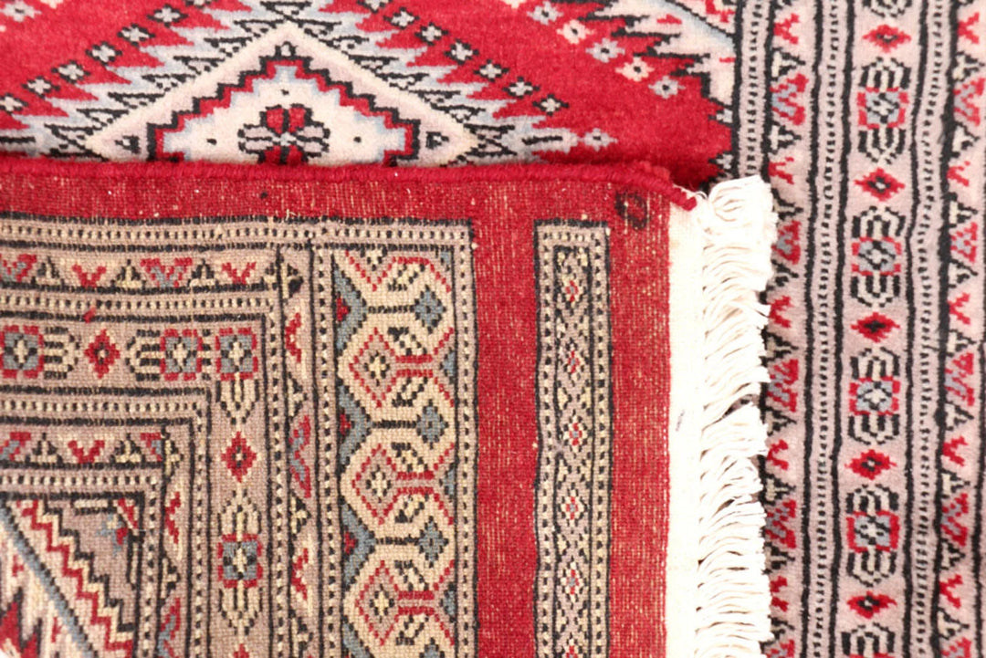 Red Pakistani Jaldar Rug 2' 1" x 6' 1" Hand-Knotted | No. QA60971