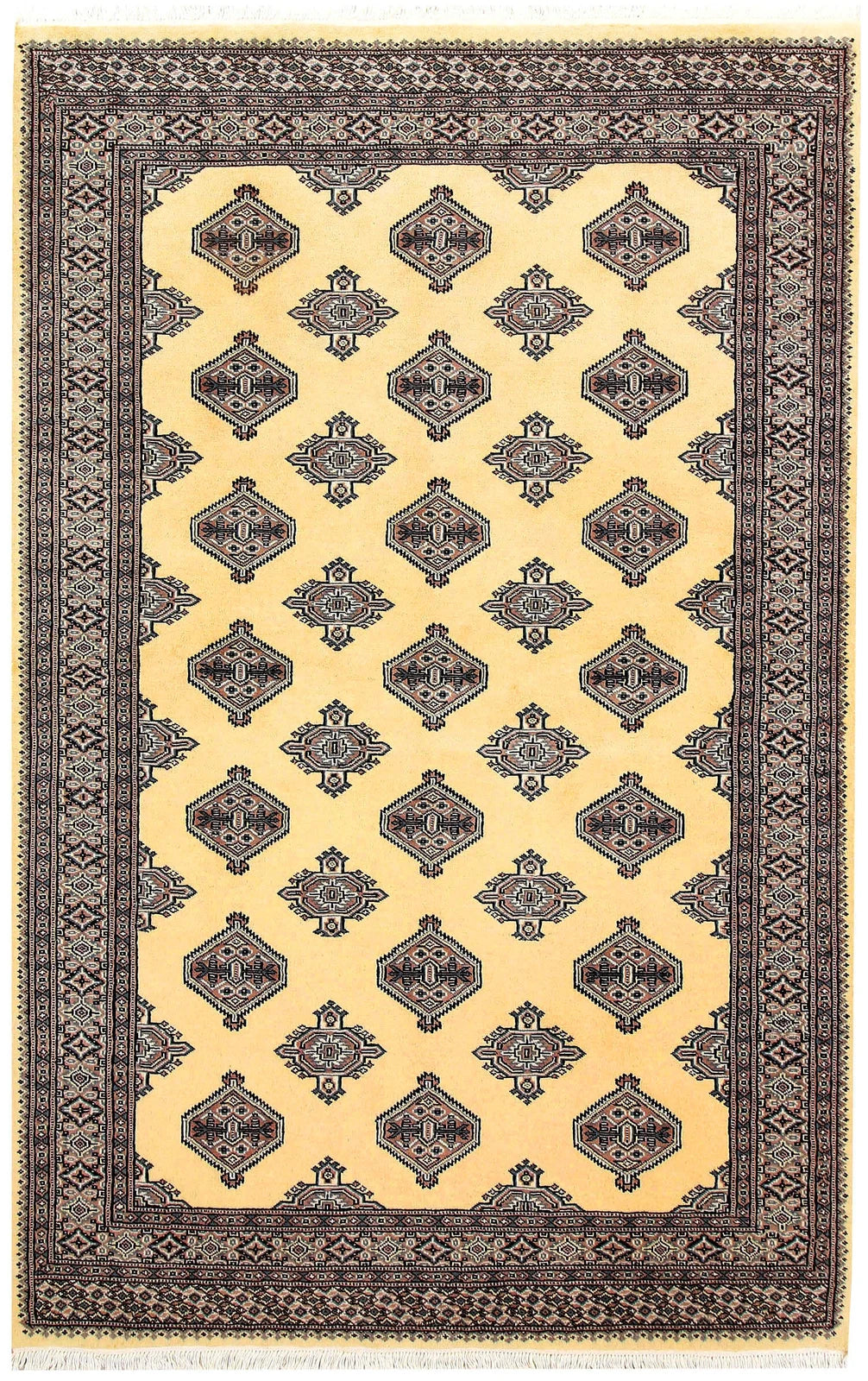 Yellow Pakistani Jaldar Rug 5' 1" x 7' 10" Hand-Knotted | No. QA60977