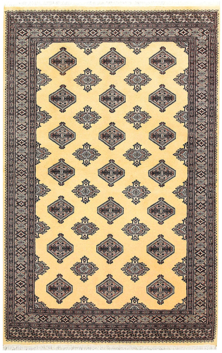 Yellow Pakistani Jaldar Rug 5' 1" x 7' 10" Hand-Knotted | No. QA60977