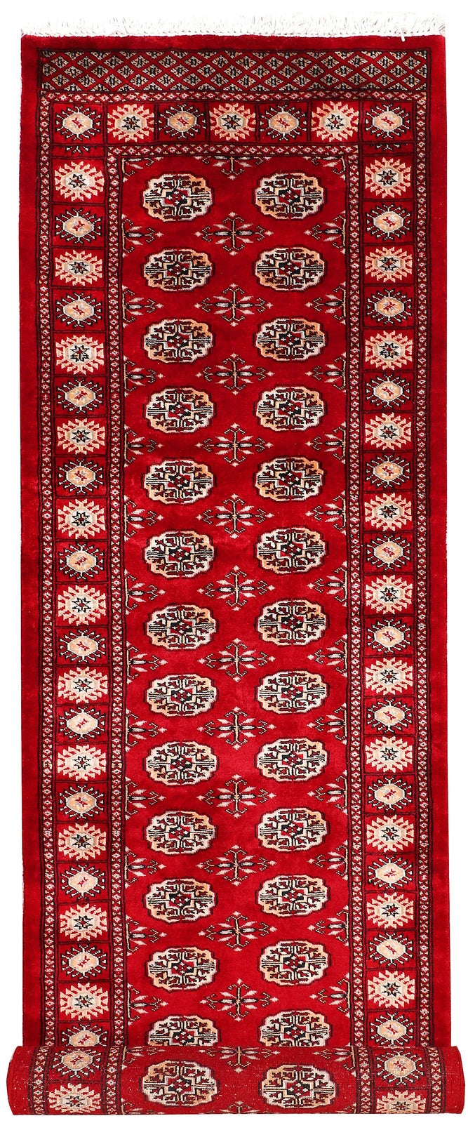 Dark Red Pakistani Bokhara Rug 2' 11" x 9' 1" Hand-Knotted | No. QA61008