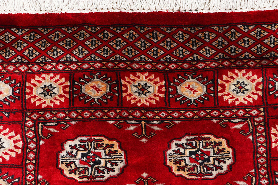 Dark Red Pakistani Bokhara Rug 2' 11" x 9' 1" Hand-Knotted | No. QA61008