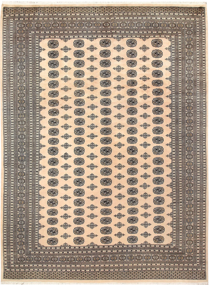 Brown Pakistani Bokhara Rug 9' 1" x 12' 3" Hand-Knotted | No. QA61065