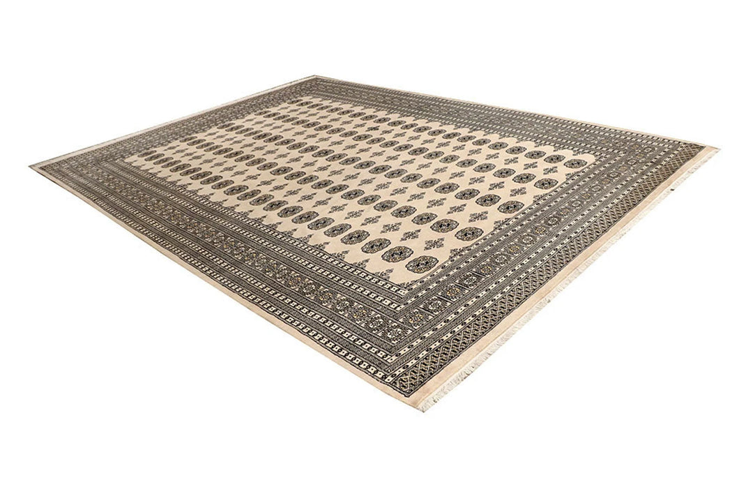 Brown Pakistani Bokhara Rug 9' 1" x 12' 3" Hand-Knotted | No. QA61065