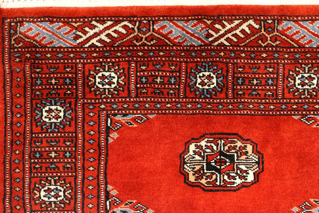 Firebrick Red Pakistani Bokhara Runner 2' 6" x 10' 2" Hand-Knotted | No. QA61300