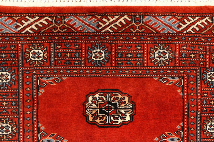 Firebrick Red Pakistani Bokhara Runner 2' 6" x 10' 2" Hand-Knotted | No. QA61300