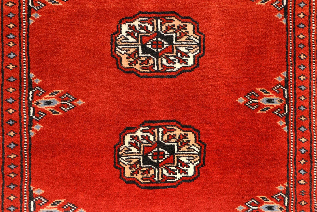 Firebrick Red Pakistani Bokhara Runner 2' 6" x 10' 2" Hand-Knotted | No. QA61300