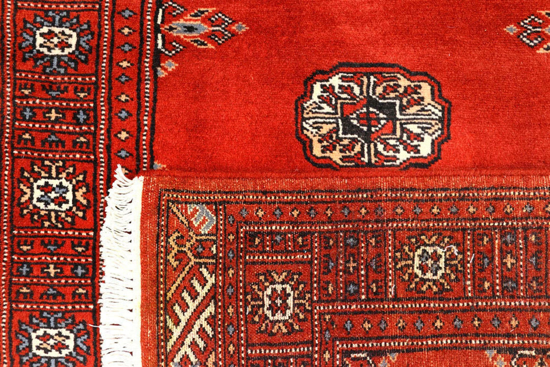 Firebrick Red Pakistani Bokhara Runner 2' 6" x 10' 2" Hand-Knotted | No. QA61300