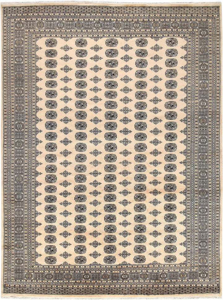 Brown Pakistani Bokhara Rug 9' x 12' 4" Hand-Knotted | No. QA61306