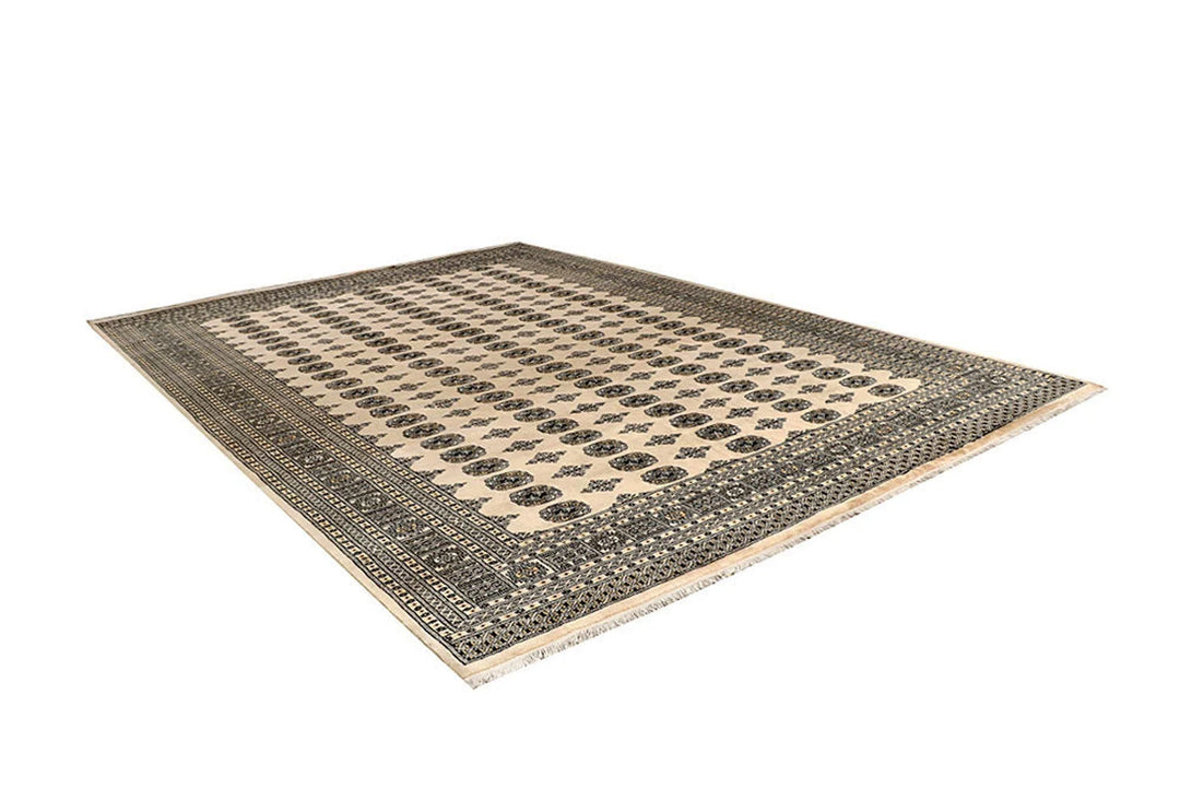 Brown Pakistani Bokhara Rug 9' x 12' 4" Hand-Knotted | No. QA61306