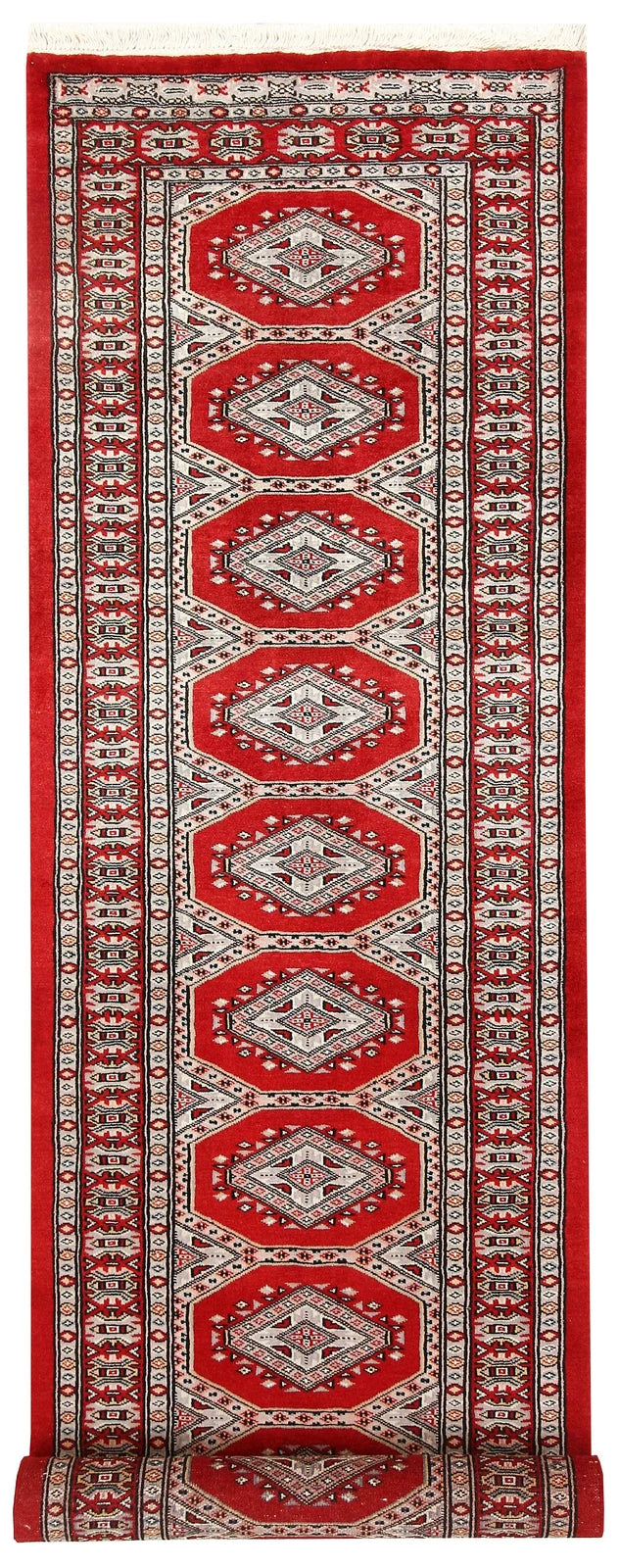 Red Pakistani Jaldar Rug 2' 5" x 9' 1" Hand-Knotted | No. QA61316