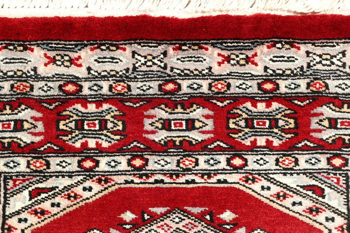 Red Pakistani Jaldar Rug 2' 5" x 9' 1" Hand-Knotted | No. QA61316