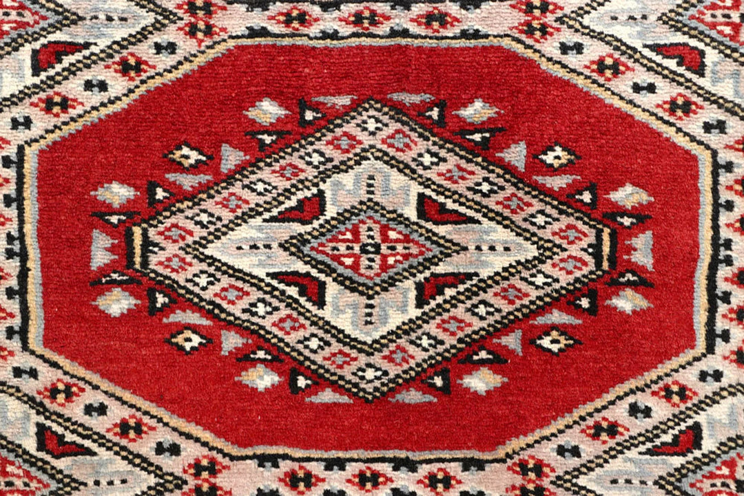 Red Pakistani Jaldar Rug 2' 5" x 9' 1" Hand-Knotted | No. QA61316