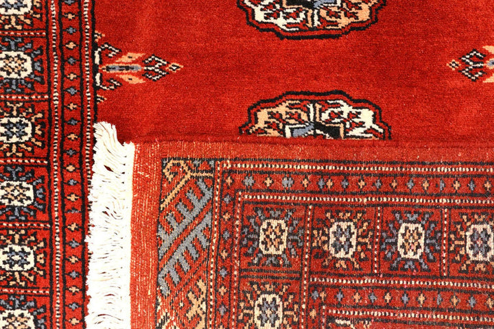 Firebrick Red Pakistani Bokhara Runner 2' 6" x 9' 8" Hand-Knotted | No. QA61452