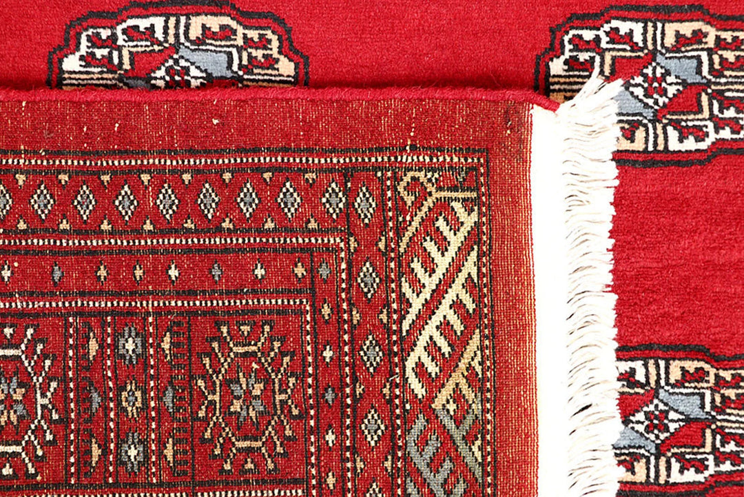 Firebrick Red Pakistani Bokhara Rug 5' x 8'4" Hand-Knotted | No. QA61482