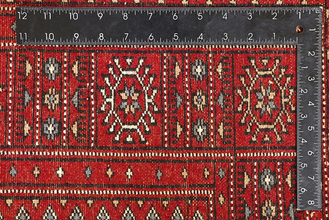 Firebrick Red Pakistani Bokhara Rug 5' x 8'4" Hand-Knotted | No. QA61482