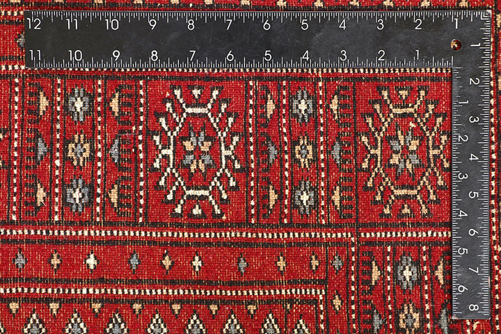 Firebrick Red Pakistani Bokhara Rug 5' x 8'4" Hand-Knotted | No. QA61482