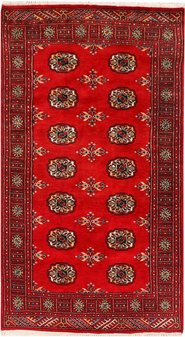 Dark Red Bokhara Rug 3' x 5' 5" Hand-Knotted | No. QA61545