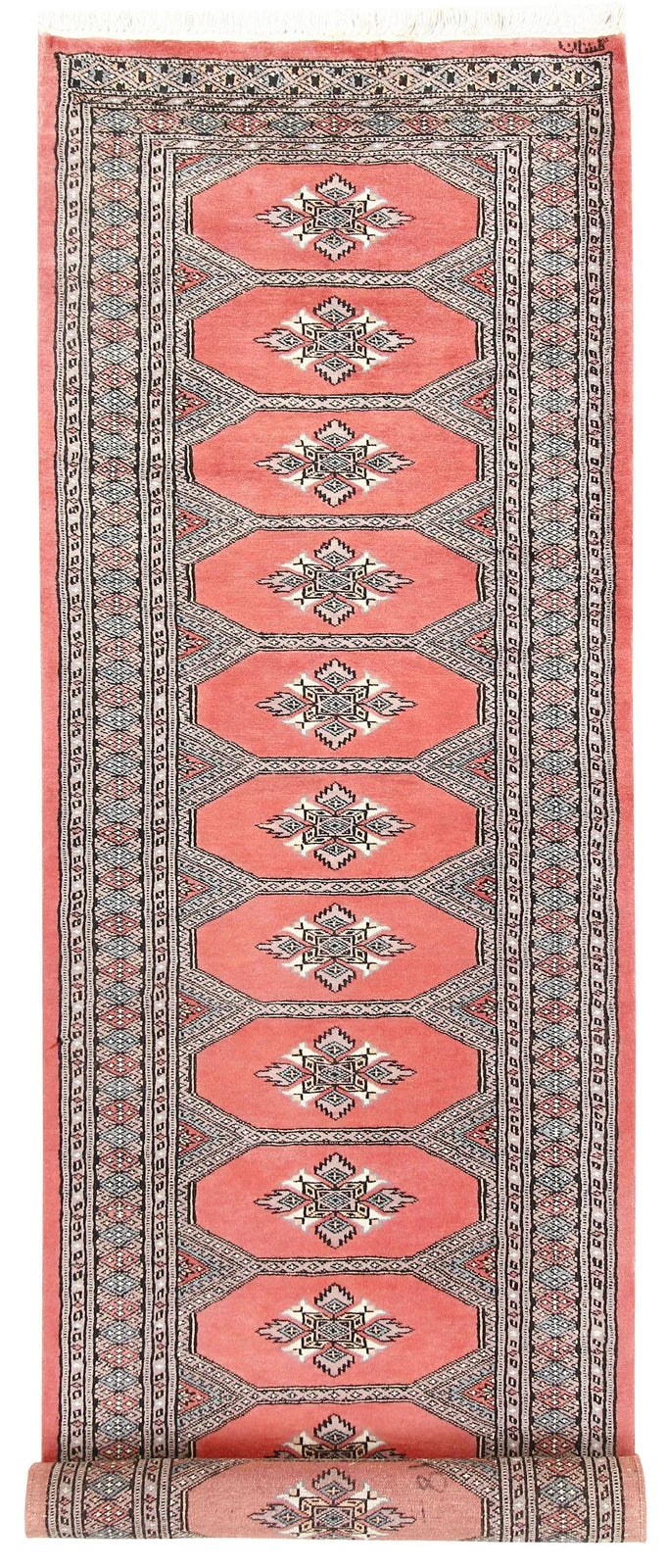 Light Coral Pakistani Jaldar Runner 2' 6" x 8' 11" Hand-Knotted | No. QA61565