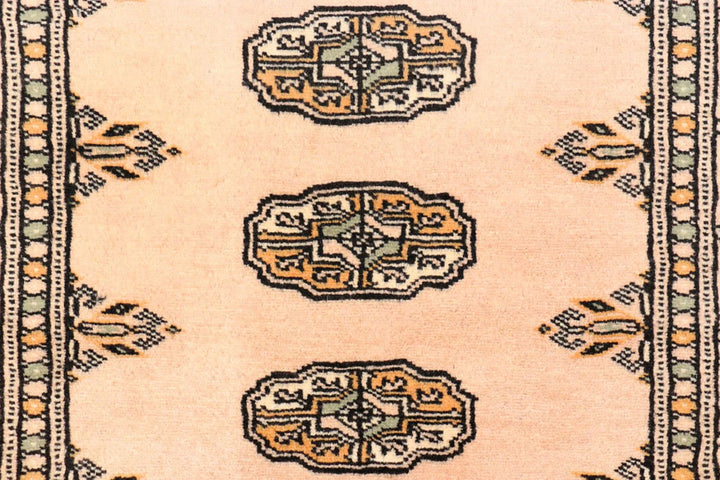 Antique White Pakistani Bokhara Rug 2' 8" x 11' 7" Hand-Knotted | No. QA61580