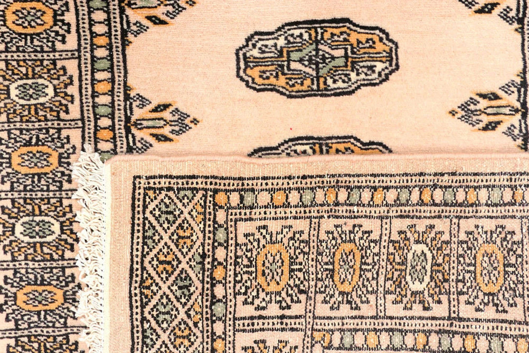 Antique White Pakistani Bokhara Rug 2' 8" x 11' 7" Hand-Knotted | No. QA61580